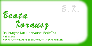 beata korausz business card